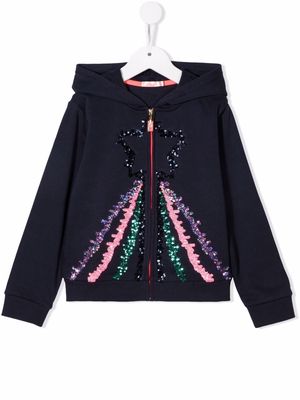 Billieblush sequin-embellished zip-up hoodie - Blue