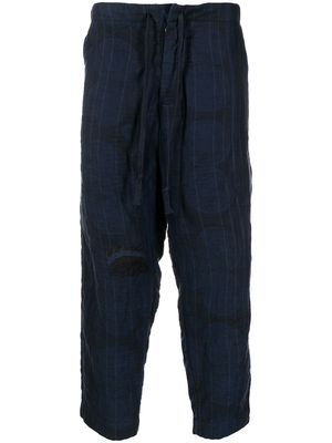 Greg Lauren pinstripe-print trousers - Blue