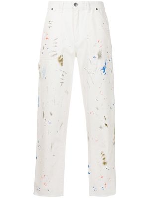 Alchemist paint splatter-print straight-leg jeans - White
