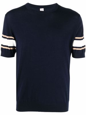 Eleventy stripe-detail short-sleeve T-shirt - Blue
