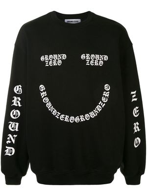Ground Zero smiley face logo-print sweatshirt - Black