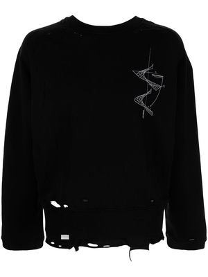 C2h4 distressed layered sweatshirt - Black