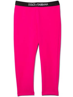 Dolce & Gabbana Kids logo waistband leggings - Pink