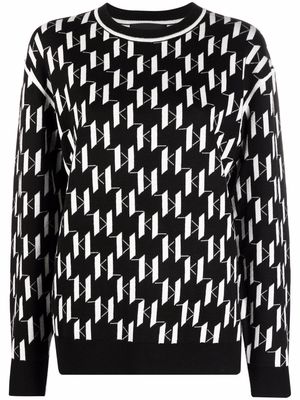 Karl Lagerfeld monogram-print knitted jumper - Black