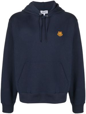 Kenzo tiger-patch hoodie - Blue