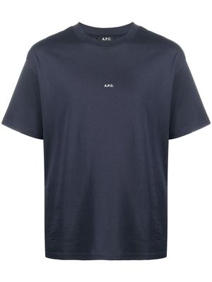 A.P.C. logo-print crew neck T-Shirt - Blue