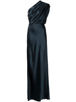Michelle Mason silk asymmetrical gathered gown - Black