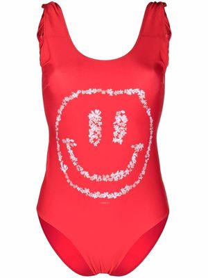 GANNI smiley one-piece swimsuit - Red