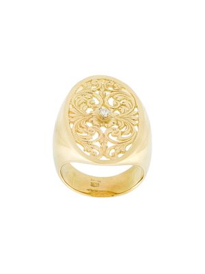 Wouters & Hendrix Gold filigree diamond signet ring