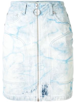 Off-White bleached-effect denim skirt - Blue
