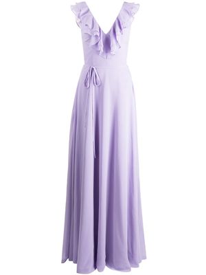 Marchesa Notte Bridesmaids ruffle-trim floor-length gown - Purple