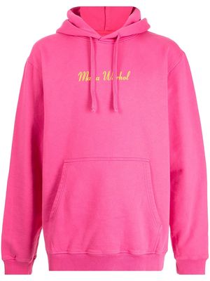 Maharishi slogan-embroidered organic cotton hoodie - Pink