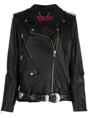 Golden Goose belted biker jacket - Black