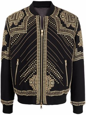 Balmain embroidered-stud bomber jacket - Black
