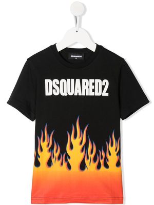 Dsquared2 Kids fire-print logo T-shirt - Black