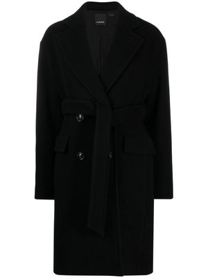 PINKO double-breasted virgin wool coat - Black