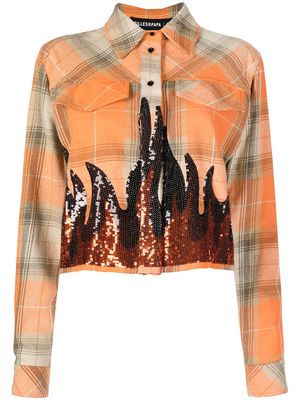 Filles A Papa sequined checked shirt - Orange