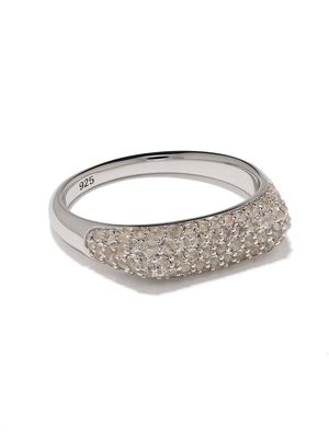 Tom Wood Knut crystal studded ring - SILVER