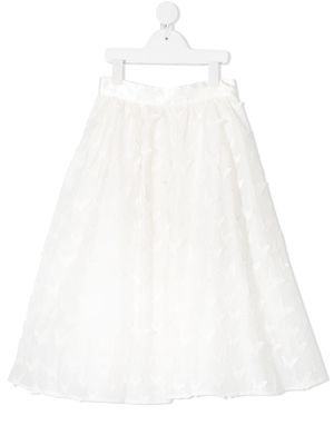 Charabia embroidered butterfly A-line skirt - White