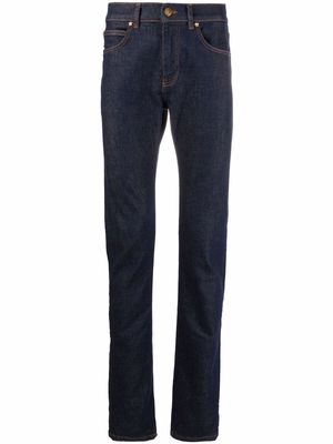 Versace contrast-stitch slim-cut jeans - Blue