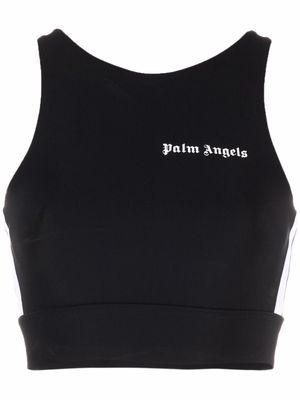 Palm Angels side-stripe cropped top - Black