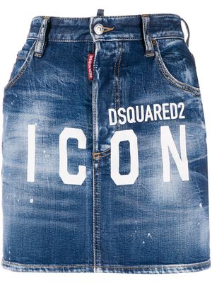 Dsquared2 ICON logo denim skirt - Blue