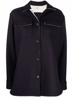 There Was One contrast-trim button-front shirt jacket - Blue