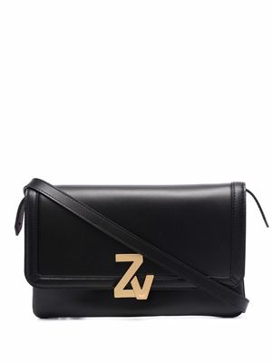 Zadig&Voltaire logo-plaque leather shoulder bag - Black