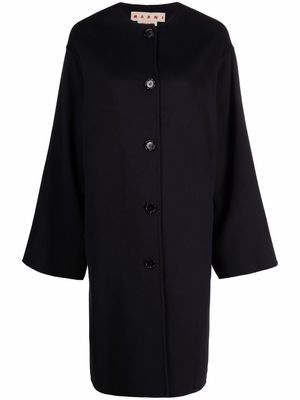 Marni long-sleeved virgin wool-blend cardi-coat - Blue