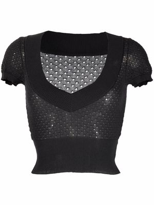 Alaïa Pre-Owned 2000s cut-out detailing knitted cropped top - Grey