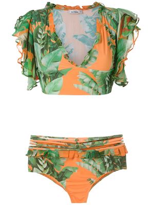 Amir Slama printed crop top bikini set - Green