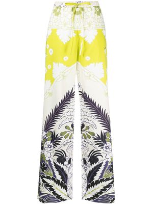Valentino floral-print trousers - Yellow