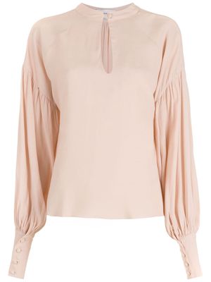 Olympiah long puff-sleeve blouse - Neutrals