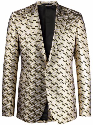 Versace Greca-pattern single-breasted blazer - Black
