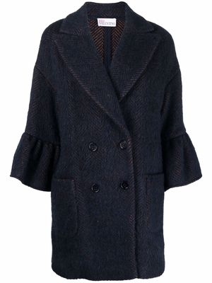 RED Valentino double-breasted chevron coat - Blue