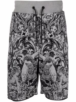 Philipp Plein new-baroque jacquard jogging shorts - Grey