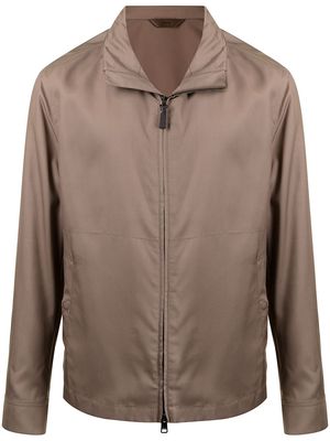Brioni zip-up silk jacket - Brown