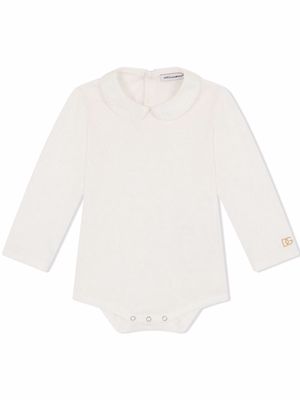 Dolce & Gabbana Kids embroidered logo long-sleeve body - White