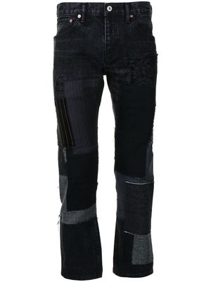 Junya Watanabe MAN patchwork-design cropped jeans - Black