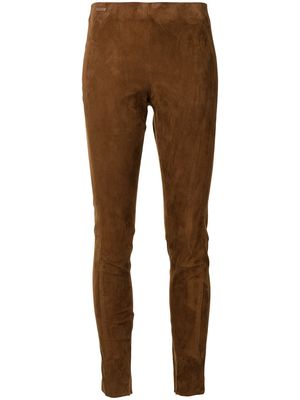 Polo Ralph Lauren slim-cut suede trousers - Brown