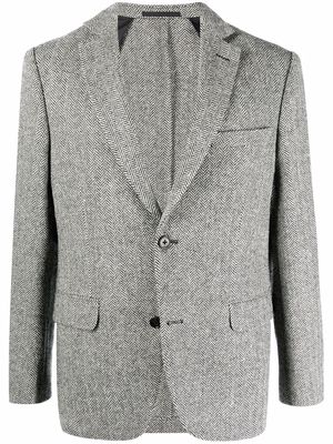 Officine Generale chevron-knit single-breasted blazer - Black