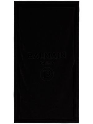 Balmain logo embossed towel - Black