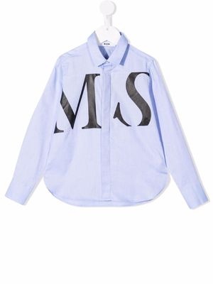 MSGM Kids logo-print cotton shirt - Blue