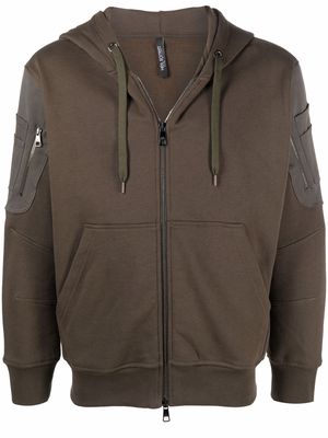 Neil Barrett zip-fastening drawstring hoodie - Green
