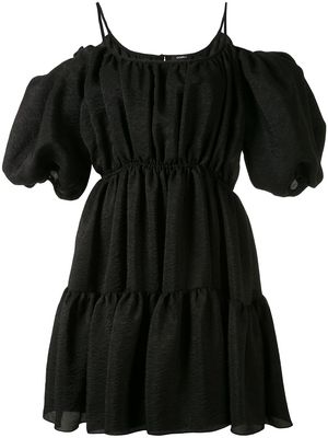 Goen.J balloon-sleeved tiered mini dress - Black