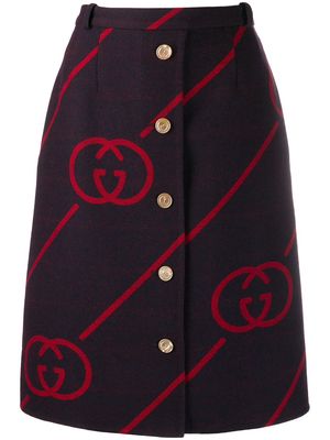 Gucci interlocking G reversible wool skirt - Red