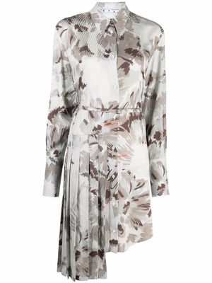 Off-White asymmetric floral shirtdress - Grey