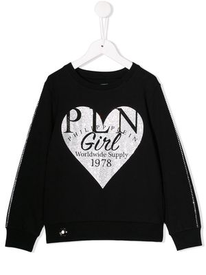 Philipp Plein Junior heart print sweatshirt - Black
