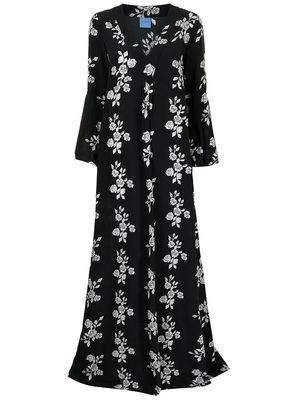 Macgraw rose-print silk maxi dress - Black