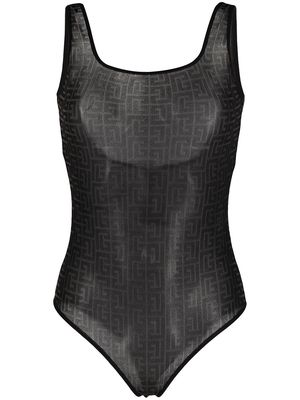 Balmain motif-print scoop-back body - Black